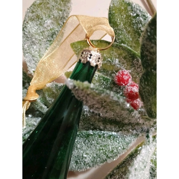 Frontgate Glass Finial Christmas Ornament  Emerald Green Clear - Picture 2 of 5